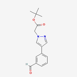 molecular formula C16H18N2O3 B8154230 tert-Butyl 2-(4-(3-formylphenyl)-1H-pyrazol-1-yl)acetate 