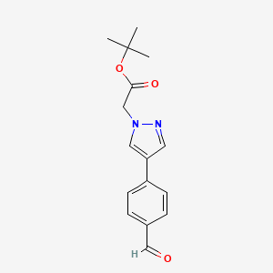 molecular formula C16H18N2O3 B8154248 tert-Butyl 2-(4-(4-formylphenyl)-1H-pyrazol-1-yl)acetate 