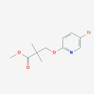 molecular formula C11H14BrNO3 B8154252 Methyl 3-((5-bromopyridin-2-yl)oxy)-2,2-dimethylpropanoate 