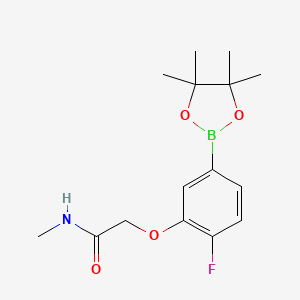 molecular formula C15H21BFNO4 B8154339 2-(2-Fluoro-5-(4,4,5,5-tetramethyl-1,3,2-dioxaborolan-2-yl)phenoxy)-N-methylacetamide 