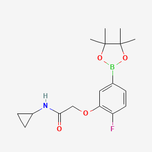 molecular formula C17H23BFNO4 B8154347 N-cyclopropyl-2-(2-fluoro-5-(4,4,5,5-tetramethyl-1,3,2-dioxaborolan-2-yl)phenoxy)acetamide 