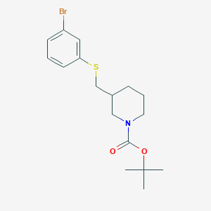 molecular formula C17H24BrNO2S B8154374 tert-Butyl 3-(((3-bromophenyl)thio)methyl)piperidine-1-carboxylate 