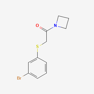 molecular formula C11H12BrNOS B8154387 1-(Azetidin-1-yl)-2-((3-bromophenyl)thio)ethanone 