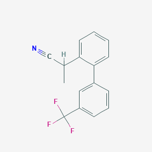 molecular formula C16H12F3N B8154428 2-(3'-(Trifluoromethyl)-[1,1'-biphenyl]-2-yl)propanenitrile 