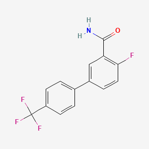 molecular formula C14H9F4NO B8154450 4-Fluoro-4'-(trifluoromethyl)biphenyl-3-carboxylic acid amide 