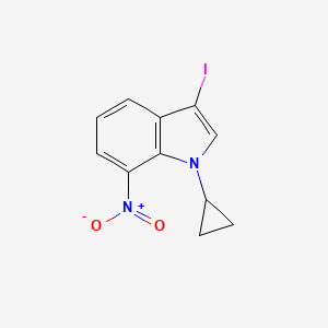 molecular formula C11H9IN2O2 B8154487 1-Cyclopropyl-3-iodo-7-nitro-1H-indole 