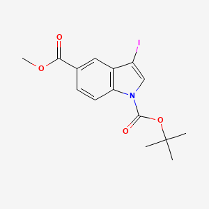 molecular formula C15H16INO4 B8154504 1-tert-butyl 5-methyl 3-iodo-1H-indole-1,5-dicarboxylate 