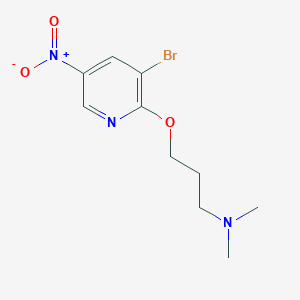 molecular formula C10H14BrN3O3 B8154534 3-((3-Bromo-5-nitropyridin-2-yl) oxy)-N, N-dimethylpropan-1-amine 