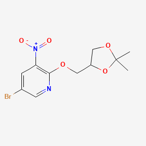 molecular formula C11H13BrN2O5 B8154543 5-Bromo-2-((2, 2-dimethyl-1, 3-dioxolan-4-yl) methoxy)-3-nitropyridine 