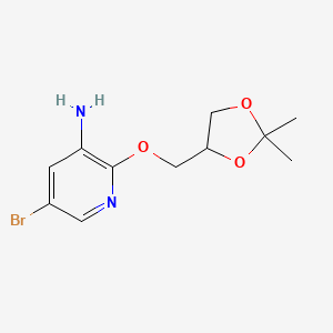 molecular formula C11H15BrN2O3 B8154549 5-Bromo-2-((2, 2-dimethyl-1, 3-dioxolan-4-yl) methoxy) pyridin-3-amine 