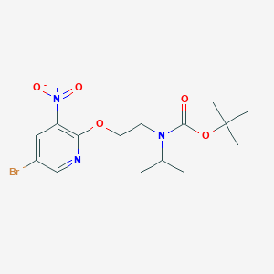 molecular formula C15H22BrN3O5 B8154551 tert-Butyl N-[2-[(5-bromo-3-nitropyridin-2-yl)oxy]ethyl]-N-(propan-2-yl)carbamate 