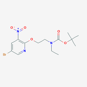 molecular formula C14H20BrN3O5 B8154557 tert-Butyl (2-((5-bromo-3-nitropyridin-2-yl)oxy)ethyl)(ethyl)carbamate 
