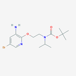 molecular formula C15H24BrN3O3 B8154565 tert-Butyl (2-((3-amino-5-bromopyridin-2-yl)oxy)ethyl)(isopropyl)carbamate 