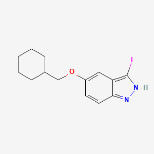 molecular formula C14H17IN2O B8154642 5-(Cyclohexylmethoxy)-3-iodo-1H-indazole 