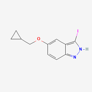 molecular formula C11H11IN2O B8154654 5-(Cyclopropylmethoxy)-3-iodo-1H-indazole 