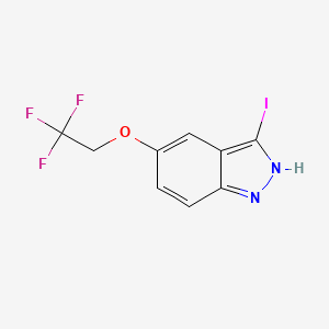molecular formula C9H6F3IN2O B8154661 3-Iodo-5-(2,2,2-trifluoroethoxy)-1H-indazole 