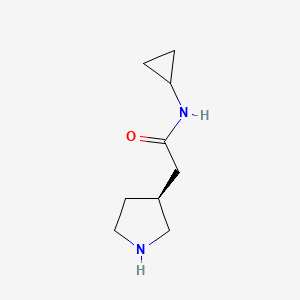molecular formula C9H16N2O B8154724 (S)-N-Cyclopropyl-2-(pyrrolidin-3-yl)acetamide 