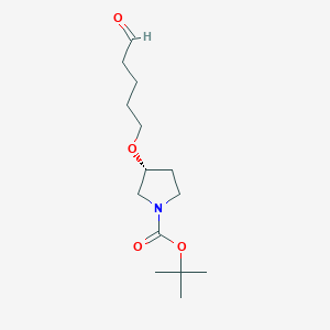 molecular formula C14H25NO4 B8154744 tert-Butyl (R)-3-((5-oxopentyl)oxy)pyrrolidine-1-carboxylate 