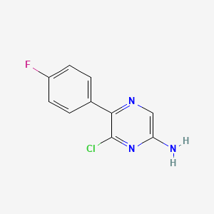 molecular formula C10H7ClFN3 B8154799 6-Chloro-5-(4-fluorophenyl)pyrazin-2-amine 
