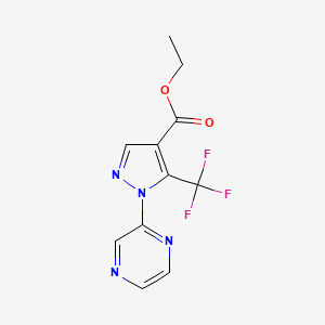 molecular formula C11H9F3N4O2 B8154820 Ethyl 1-(pyrazin-2-yl)-5-(trifluoromethyl)-1H-pyrazole-4-carboxylate 