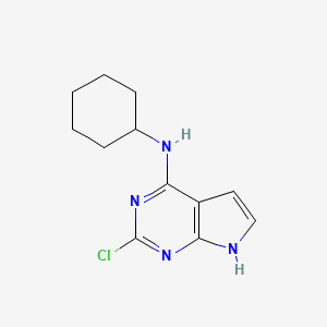 molecular formula C12H15ClN4 B8154841 2-氯-N-环己基-7H-吡咯并[2,3-d]嘧啶-4-胺 