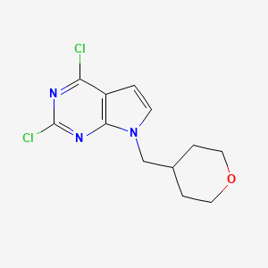 molecular formula C12H13Cl2N3O B8154896 2,4-Dichloro-7-(tetrahydro-pyran-4-ylmethyl)-7H-pyrrolo[2,3-d]pyrimidine 