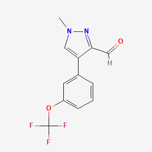 molecular formula C12H9F3N2O2 B8154932 1-Methyl-4-(3-(trifluoromethoxy)phenyl)-1H-pyrazole-3-carbaldehyde 