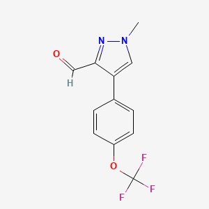 molecular formula C12H9F3N2O2 B8154943 1-Methyl-4-(4-(trifluoromethoxy)phenyl)-1H-pyrazole-3-carbaldehyde 