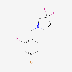 molecular formula C11H11BrF3N B8154944 1-(4-Bromo-2-fluoro-benzyl)-3,3-difluoro-pyrrolidine 