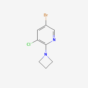 molecular formula C8H8BrClN2 B8154950 2-Azetidin-1-yl-5-bromo-3-chloro-pyridine 