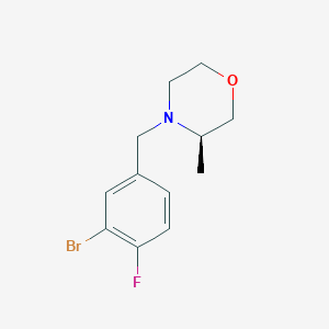 molecular formula C12H15BrFNO B8154994 (R)-4-(3-Bromo-4-fluoro-benzyl)-3-methyl-morpholine 