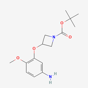 molecular formula C15H22N2O4 B8155057 Tert-butyl 3-(5-amino-2-methoxyphenoxy)azetidine-1-carboxylate 