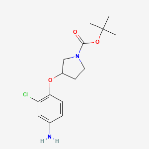 molecular formula C15H21ClN2O3 B8155065 tert-Butyl 3-(4-amino-2-chlorophenoxy)pyrrolidine-1-carboxylate 