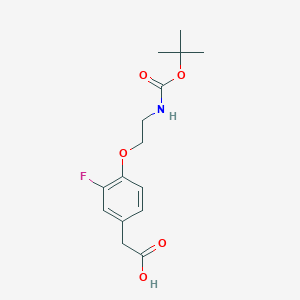 molecular formula C15H20FNO5 B8155127 [4-(2-tert-Butoxycarbonylamino-ethoxy)-3-fluoro-phenyl]-acetic acid 