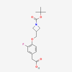 molecular formula C17H22FNO5 B8155131 3-(4-Carboxymethyl-2-fluoro-phenoxymethyl)-azetidine-1-carboxylic acid tert-butyl ester 