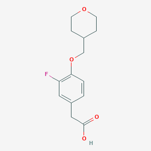 molecular formula C14H17FO4 B8155139 [3-Fluoro-4-(tetrahydro-pyran-4-ylmethoxy)-phenyl]-acetic acid 