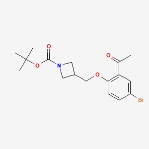 molecular formula C17H22BrNO4 B8155148 tert-Butyl 3-((2-acetyl-4-bromophenoxy)methyl)azetidine-1-carboxylate 