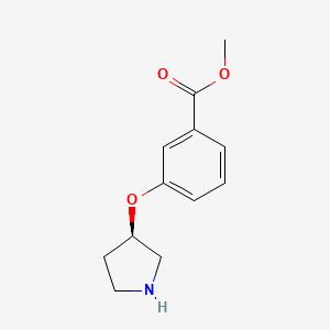 molecular formula C12H15NO3 B8155167 (R)-Methyl 3-(pyrrolidin-3-yloxy)benzoate 