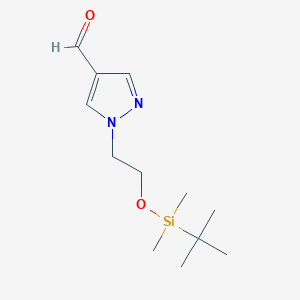 molecular formula C12H22N2O2Si B8155172 1-[2-(tert-Butyl-dimethyl-silanyloxy)-ethyl]-1H-pyrazole-4-carbaldehyde 