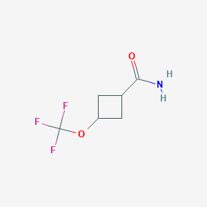 molecular formula C6H8F3NO2 B8155208 3-Trifluoromethoxy-cyclobutanecarboxylic acid amide 