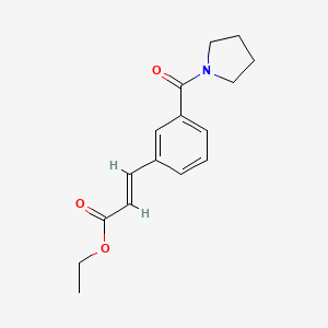 molecular formula C16H19NO3 B8155332 (E)-ethyl 3-(3-(pyrrolidine-1-carbonyl)phenyl)acrylate 