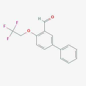 molecular formula C15H11F3O2 B8155347 4-(2,2,2-Trifluoroethoxy)-[1,1'-biphenyl]-3-carbaldehyde 