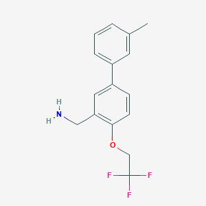 molecular formula C16H16F3NO B8155356 (3'-Methyl-4-(2,2,2-trifluoroethoxy)-[1,1'-biphenyl]-3-yl)methanamine 