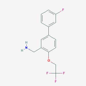molecular formula C15H13F4NO B8155362 (3'-Fluoro-4-(2,2,2-trifluoroethoxy)-[1,1'-biphenyl]-3-yl)methanamine 