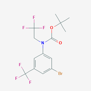 molecular formula C14H14BrF6NO2 B8155431 tert-Butyl (3-bromo-5-(trifluoromethyl)phenyl)(2,2,2-trifluoroethyl)carbamate 