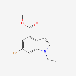 molecular formula C12H12BrNO2 B8155497 6-Bromo-1-ethyl-1H-indole-4-carboxylic acid methyl ester 