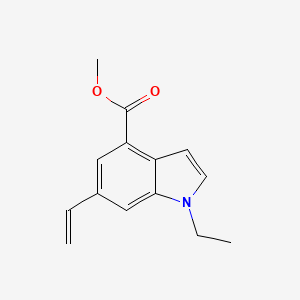 molecular formula C14H15NO2 B8155502 1-Ethyl-6-vinyl-1H-indole-4-carboxylic acid methyl ester 