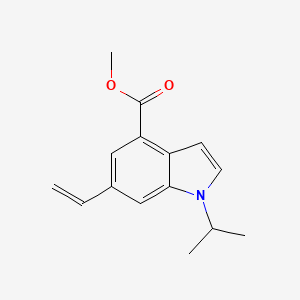 molecular formula C15H17NO2 B8155510 1-Isopropyl-6-vinyl-1H-indole-4-carboxylic acid methyl ester 
