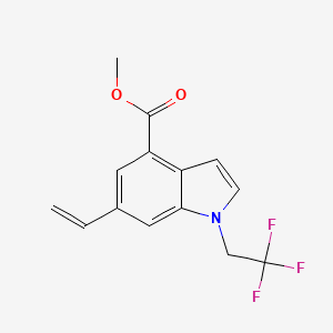 molecular formula C14H12F3NO2 B8155517 1-(2,2,2-Trifluoro-ethyl)-6-vinyl-1H-indole-4-carboxylic acid methyl ester 