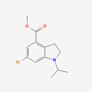 molecular formula C13H16BrNO2 B8155518 Methyl 6-bromo-1-isopropylindoline-4-carboxylate 